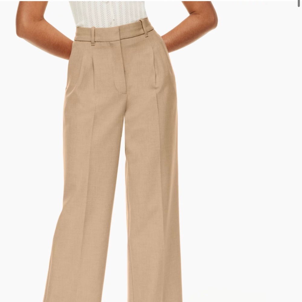 Aritzia Tan Wide-Leg Trousers
